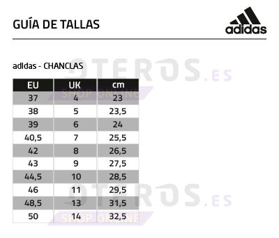 tallas adidas chanclas