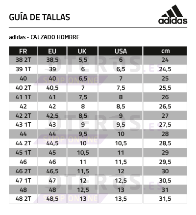 tallas adidas calzado hombre