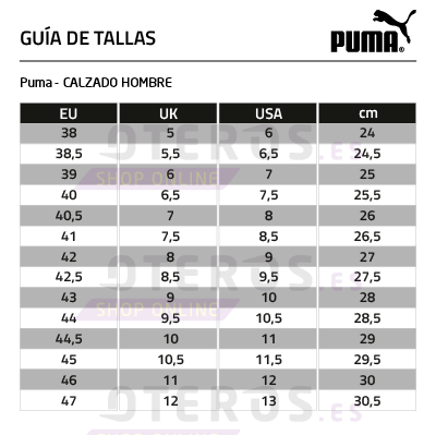 tallas puma hombre