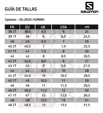 tallas salomon hombre